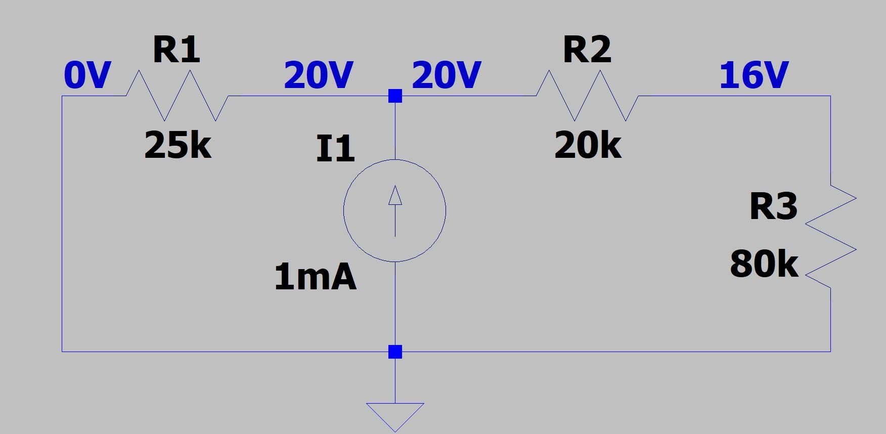 Solved OV R1 R2 16V 25k I1 20k R3 lmA 80k | Chegg.com
