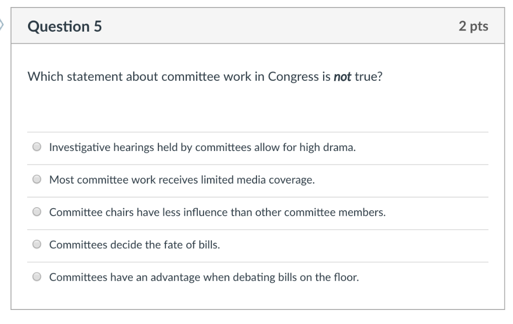 Solved Question 5 2 pts Which statement about committee work | Chegg.com