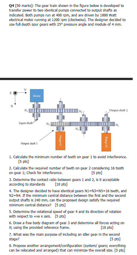 Solved Q4 [50 marks]: The gear train shown in the figure | Chegg.com