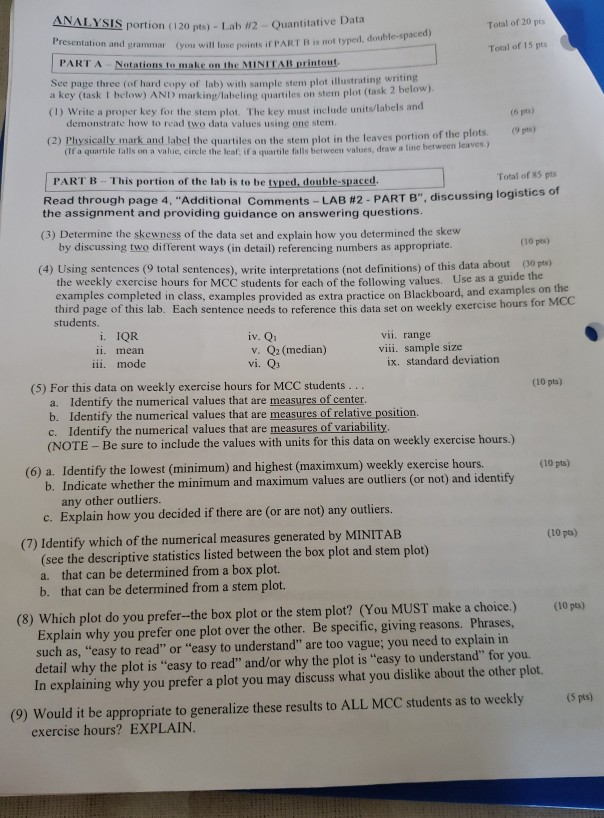 - Portion D Quantitative (120 #2 ANALYSIS ... Lab Pts)