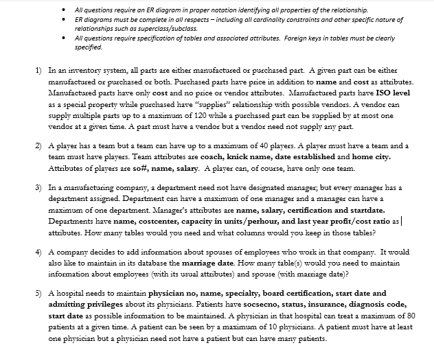 Solved All questions require an ER diagram in proper | Chegg.com