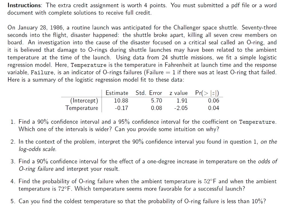 Solved Instructions: The extra credit assignment is worth 4 | Chegg.com