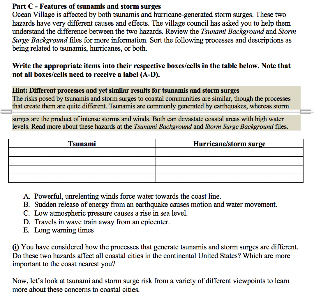 Solved Coastal Worksheet: A. An earthquake causes a Tsunami