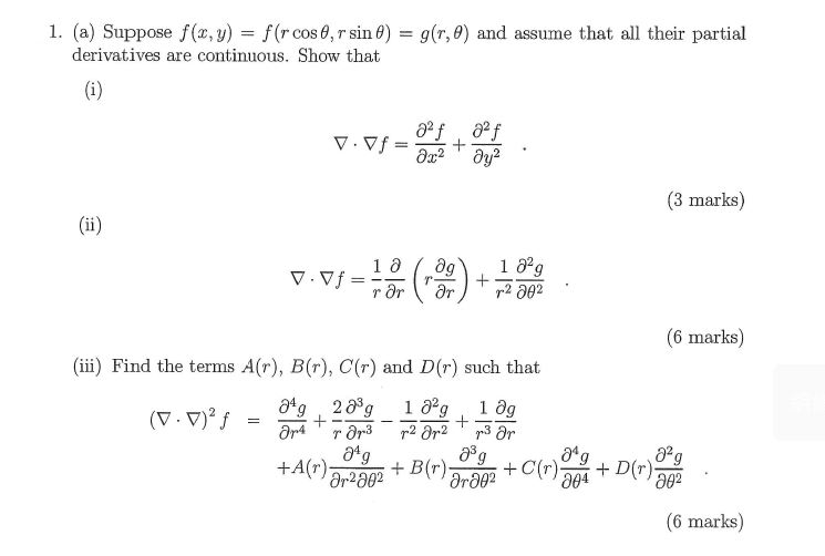 Solved 1 A Suppose F X Y F R Cos 6 R Sin 8 G 0 Chegg Com