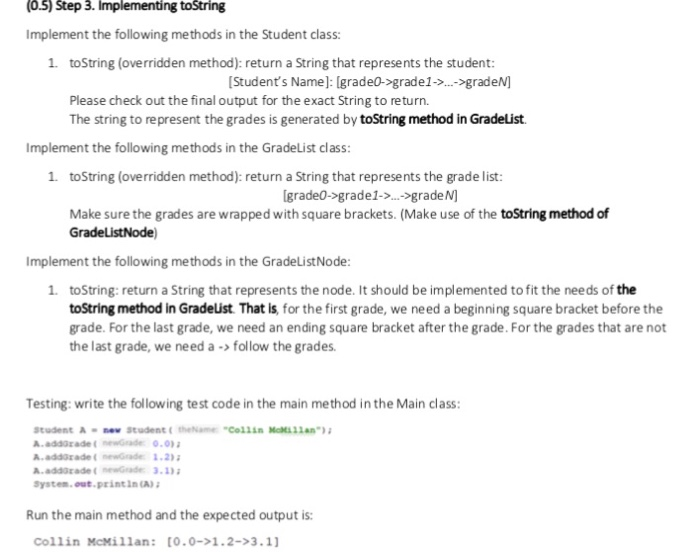 Solved 1.0) Step 1. Create a Java project Inside the | Chegg.com