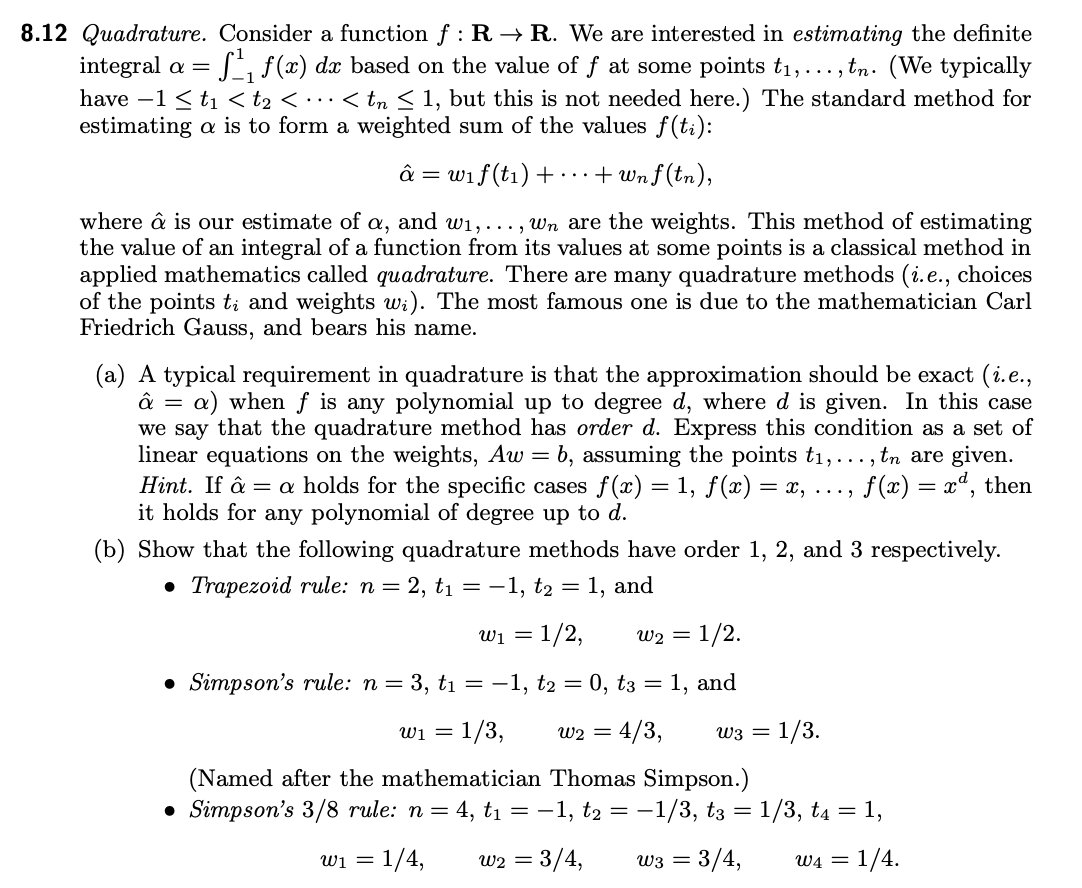 8 12 Quadrature Consider A Function F R R We Chegg Com