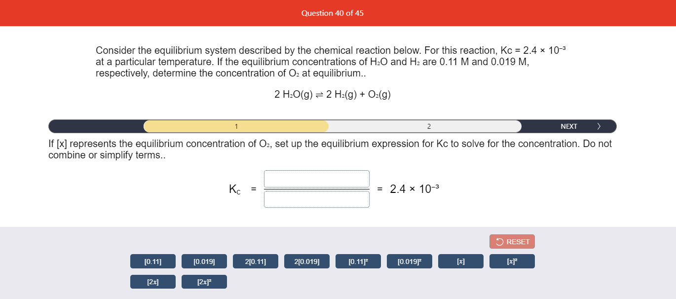 Solved Question 40 Of 45 Consider The Equilibrium System Chegg Com