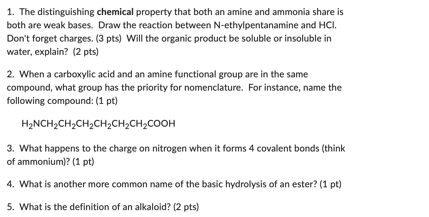 Solved The Distinguishing Chemical Property That Both An Chegg Com