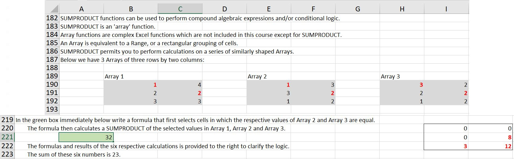 Solved Excel Spread Sheet Arrays. Please help with question | Chegg.com