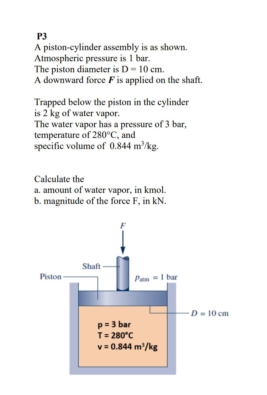 Solved P3 A pistoncylinder assembly is as shown.