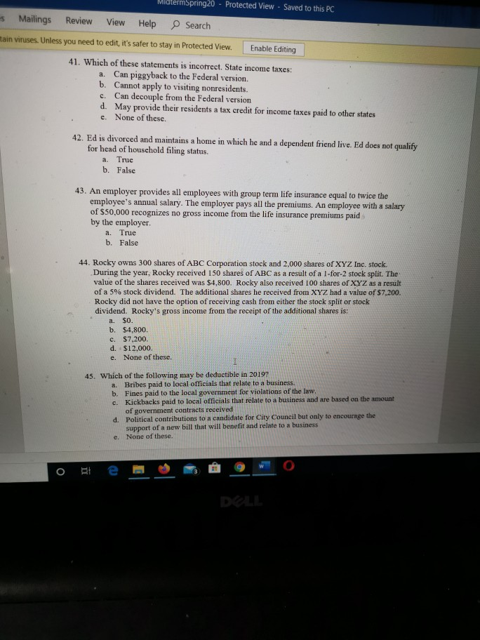Solved MotermSpring20 - Protected View - Saved to this PC 5 | Chegg.com