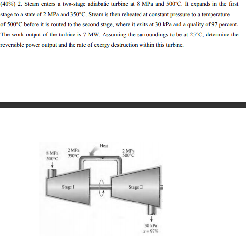 Solved (40%) 2. Steam Enters A Two-stage Adiabatic Turbine | Chegg.com