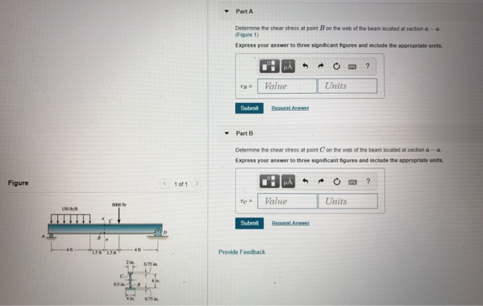 Solved Part A Determine the shear stress at point B on the | Chegg.com