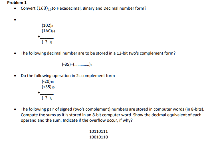 Solved a. Convert 101.012 into decimal b. Convert 1 A16 into