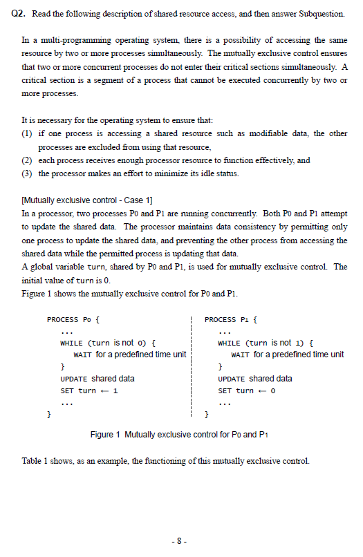 Solved Q2. Read the following description of shared resource | Chegg.com