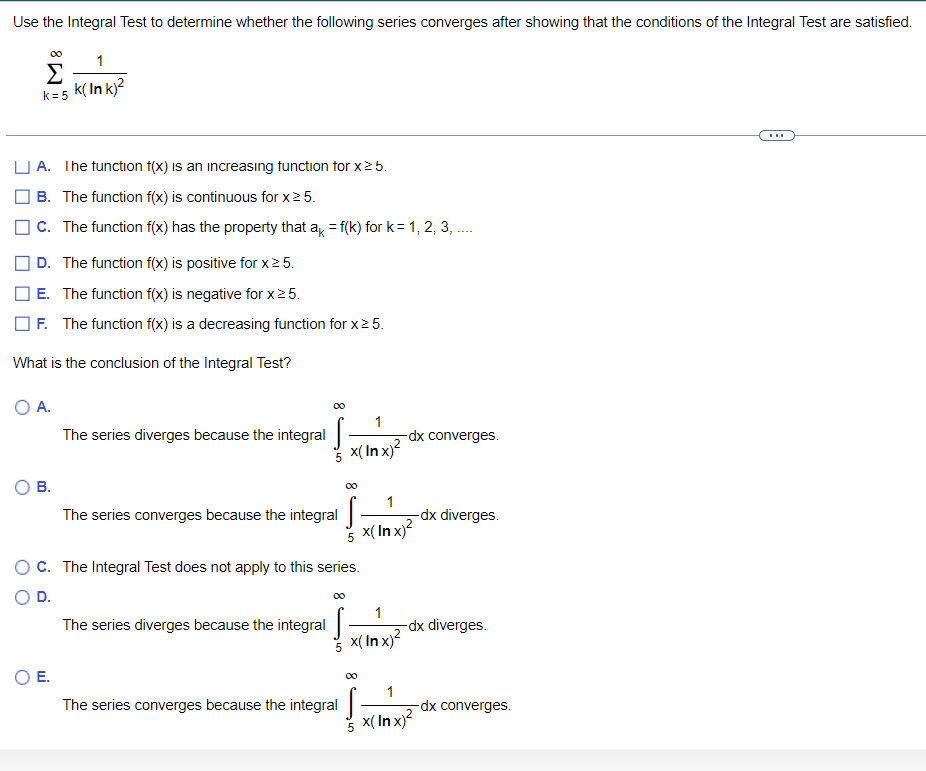 Solved Use the Integral Test to determine whether the | Chegg.com