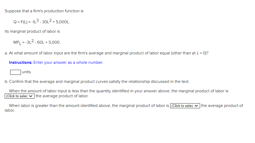 Solved Suppose that a firm's production function is | Chegg.com