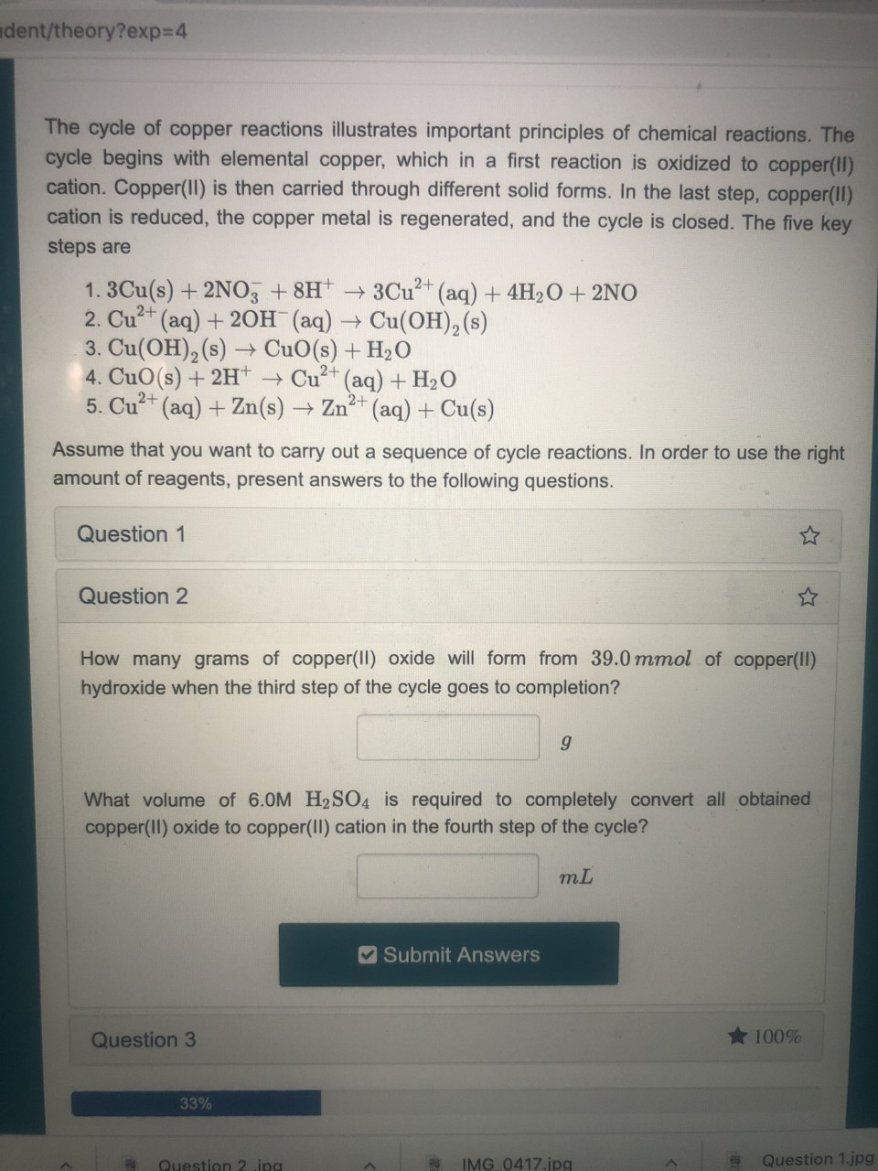 Solved Adent/theory?exp=4 The Cycle Of Copper Reactions | Chegg.com