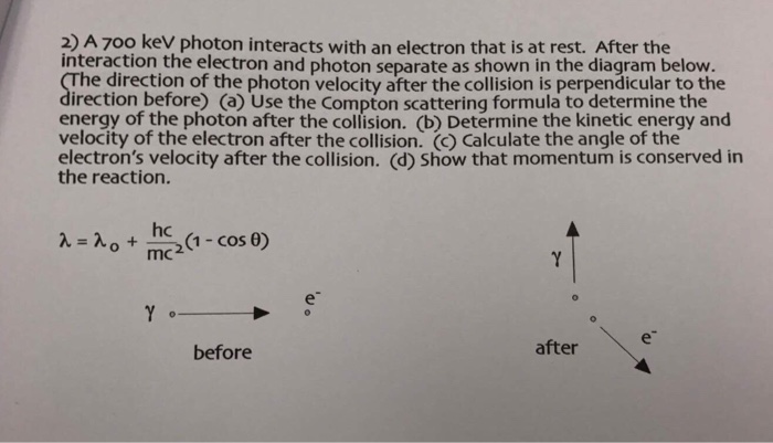 Solved A 700 keV photon interacts with an electron that is | Chegg.com