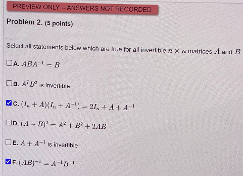 Solved PREVIEW ONLY -- ANSWERS NOT RECORDED Problem 2. (5 | Chegg.com