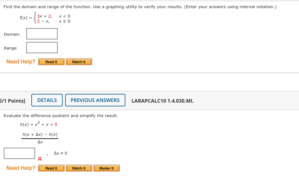 Solved Find the domain and range of the function. Use a | Chegg.com