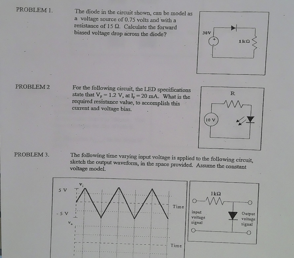 Solved PROBLEM 1. The diode in the circuit shown, can be | Chegg.com