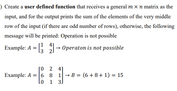 Solved ) Create a user defined function that receives a | Chegg.com