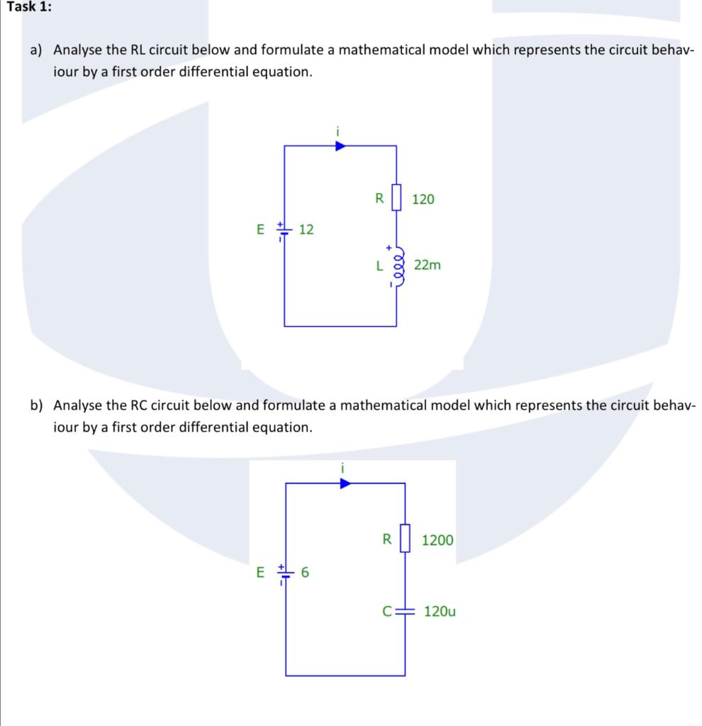 Solved a) Analyse the RL circuit below and formulate a | Chegg.com
