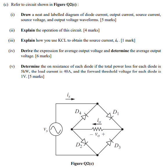 Solved () Refer to circuit shown in Figure Q2(e) : (i) Draw | Chegg.com