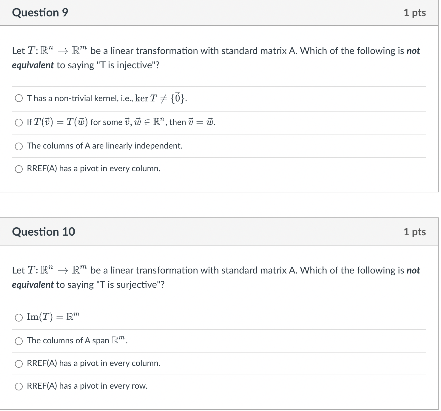 Let T:Rn→Rm be a linear transformation with standard | Chegg.com