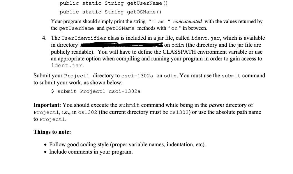 Solved public static String getUserName () public static | Chegg.com