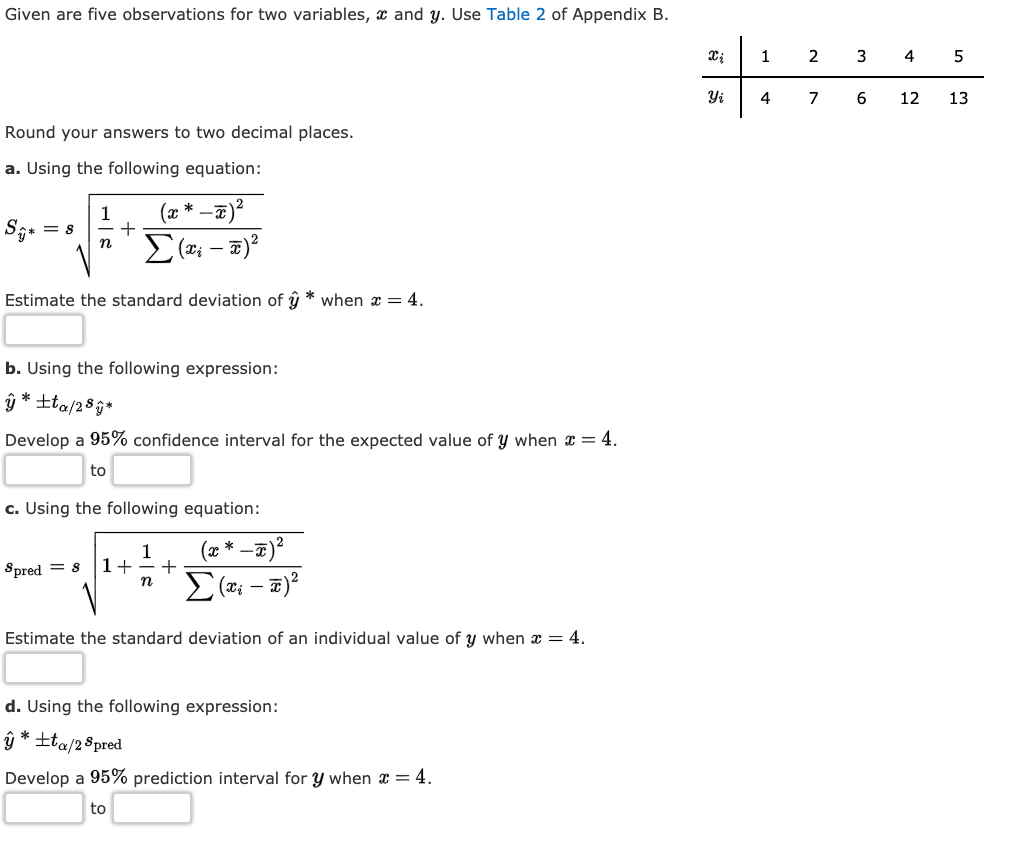 Solved Given are five observations for two variables, X and | Chegg.com