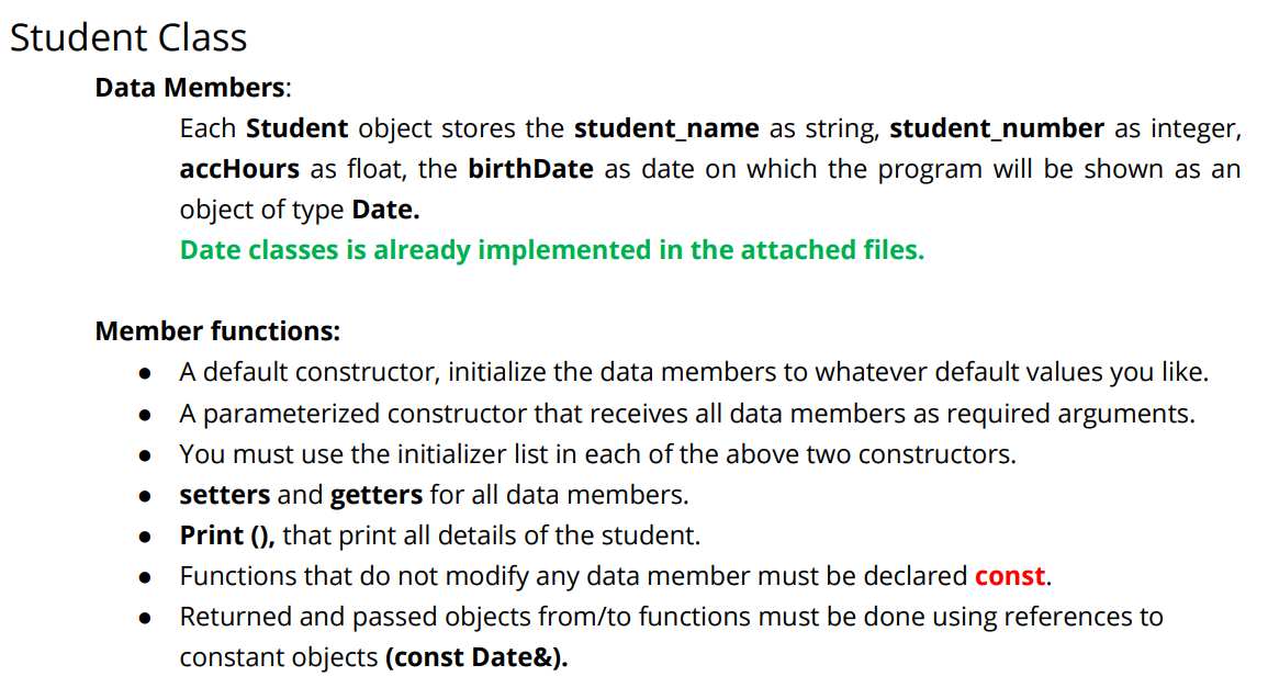 Solved 1. Course Class Data members: - Course_name as | Chegg.com