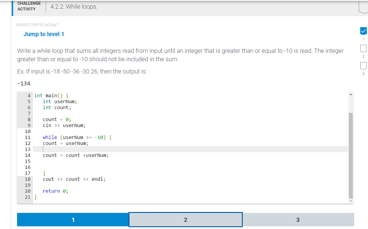 Solved 426330.2169742.qx3zqy7 Jump to level 1 Write a while | Chegg.com