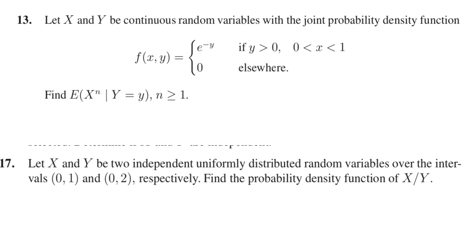 Solved 13. Let X And Y Be Continuous Random Variables With | Chegg.com