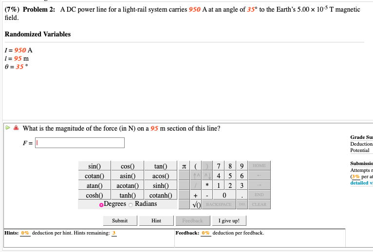 Solved 10-5 T magnetic (7%) Problem 2: A DC power line for a | Chegg.com