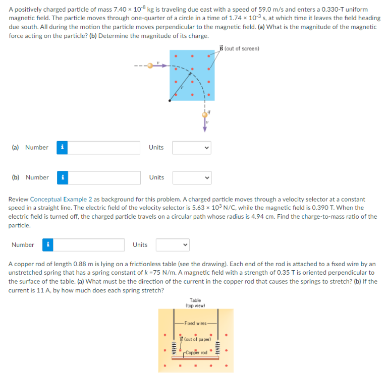 Solved A positively charged particle of mass 7.40×10−8 kg is | Chegg.com