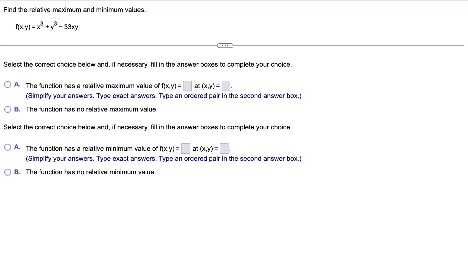 Solved Find the relative maximum and minimum values. | Chegg.com