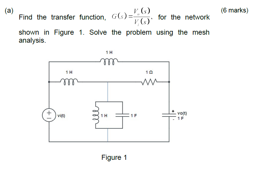 Solved (a) Find The Transfer Function, G(s) = V. (s) For The | Chegg.com