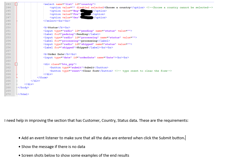 Solved I have written some html codes that displays the | Chegg.com