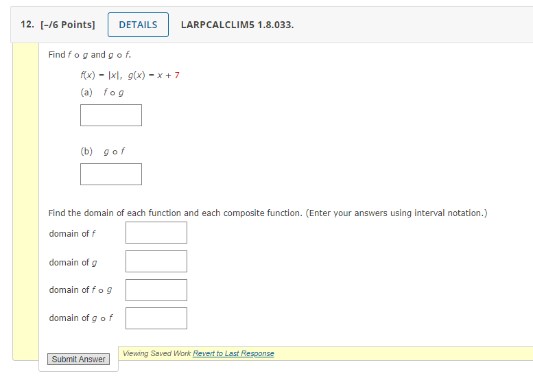 Solved find the domain of each function and each composite | Chegg.com