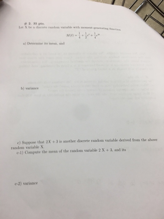 Solved Let X be a discrete random variable with | Chegg.com
