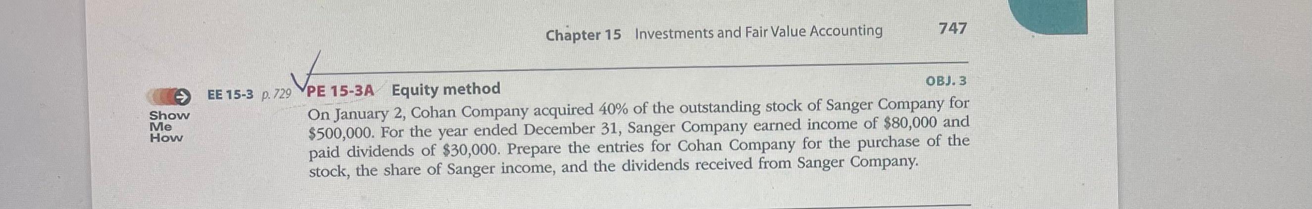 Solved Show Me How Chapter 15 Investments and Fair Value | Chegg.com