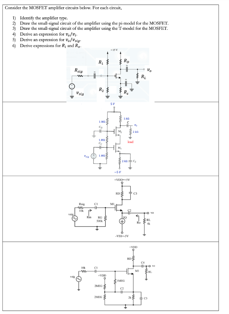 Solved Consider The MOSFET Amplifier Circuits Below. For | Chegg.com