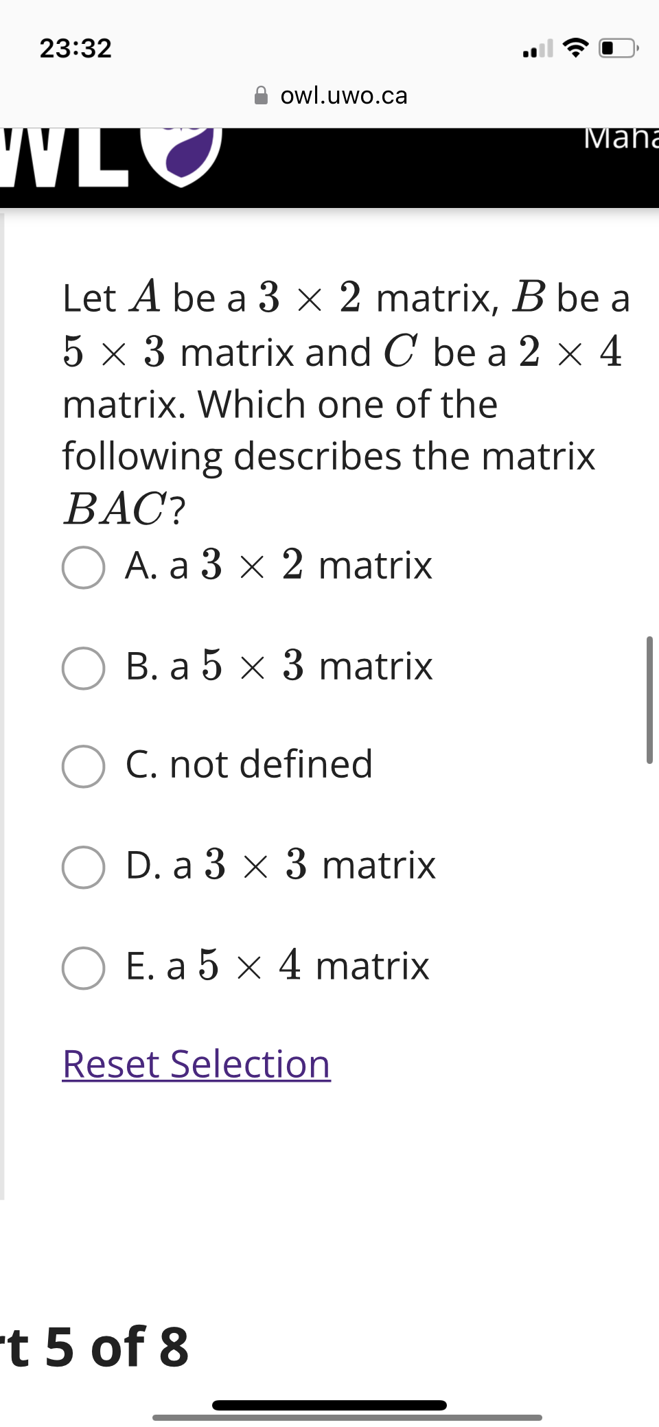 Solved Let A Be A 3×2 Matrix B Be A 5×3 Matrix And C Be A 9769