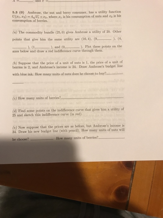 Solved 5.3 (0) Ambrose, the nut and berry consumer, has a