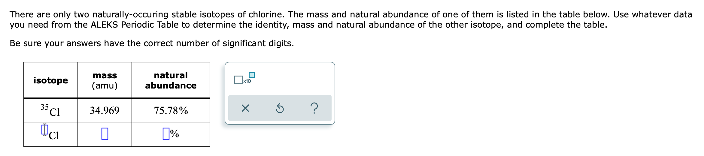 Solved There are only two naturallyoccuring stable isotopes