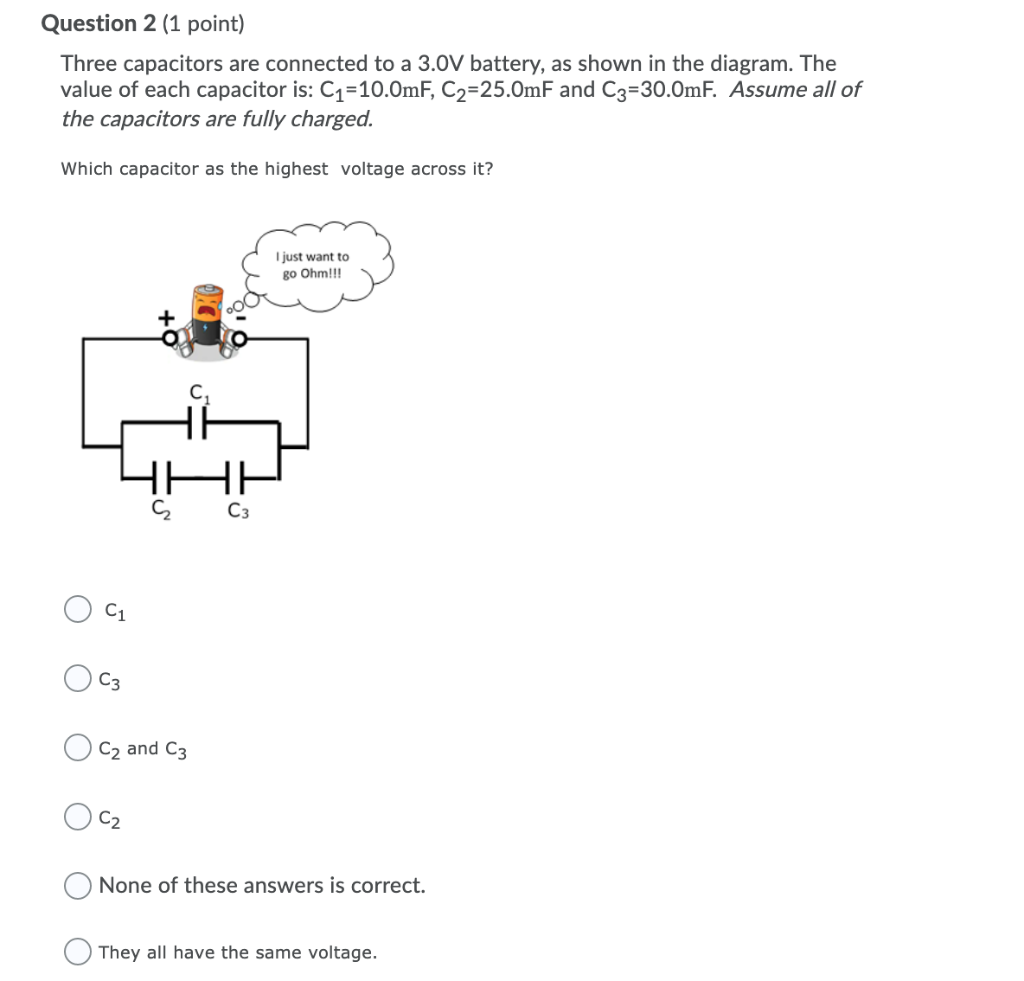 Solved Question 2 1 Point Three Capacitors Are Connecte Chegg Com