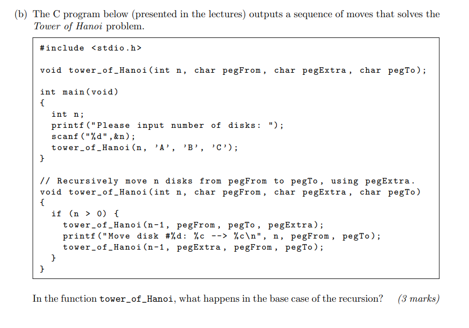 Solved (b) The C Program Below (presented In The Lectures) | Chegg.com