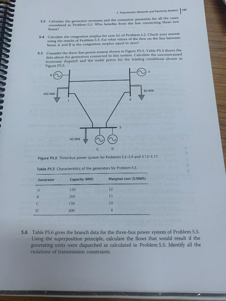 Solved 5.4 Problems 5.1 Consider the power system shown in | Chegg.com
